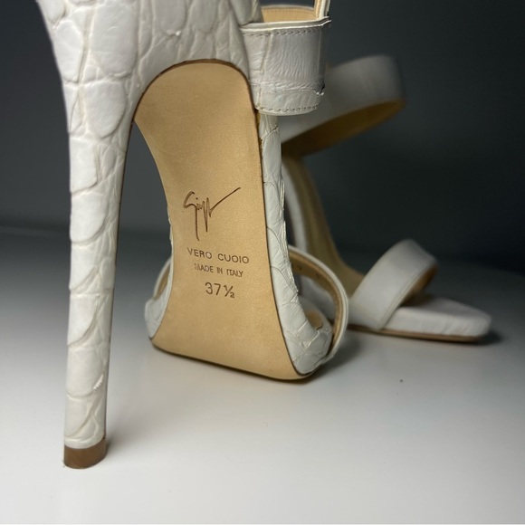 Giuseppe Zanotti Women’s White Croc-Embossed High Heel summer Sandals Size 37.5 - Picture 7 of 10